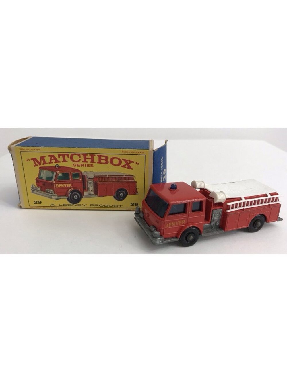 Vintage Original Lesney Matchbox Series No. 29 - Denver Fire Pumper Truck  w/Box